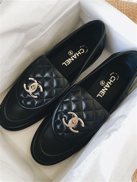 chanel white and black loafers